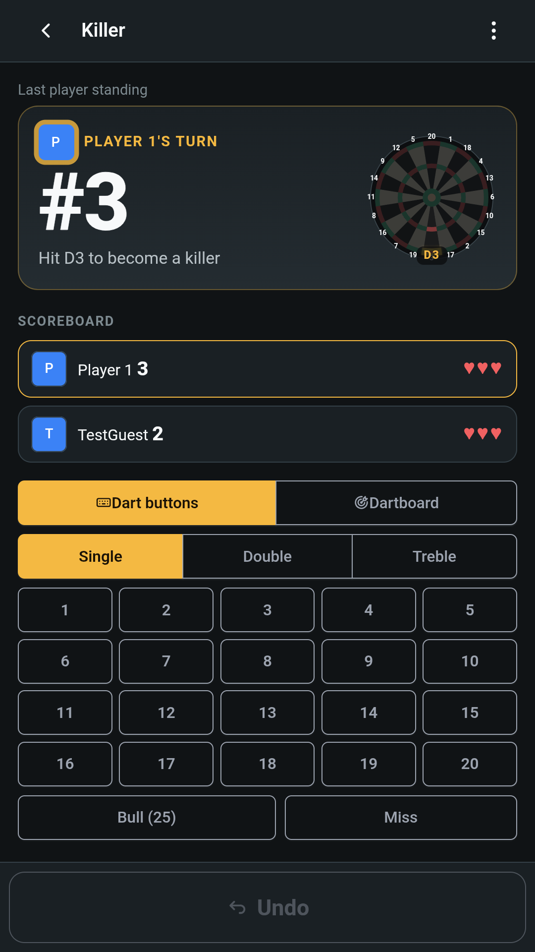 Darts Night Killer game