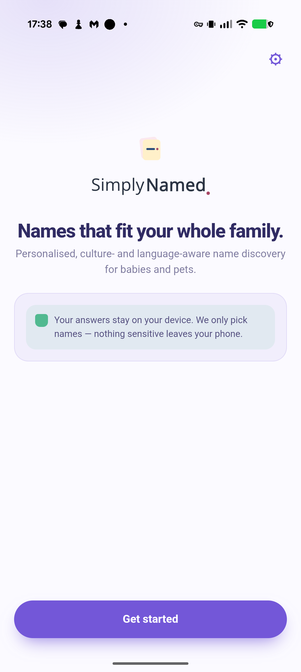 Simply Named launch screen
