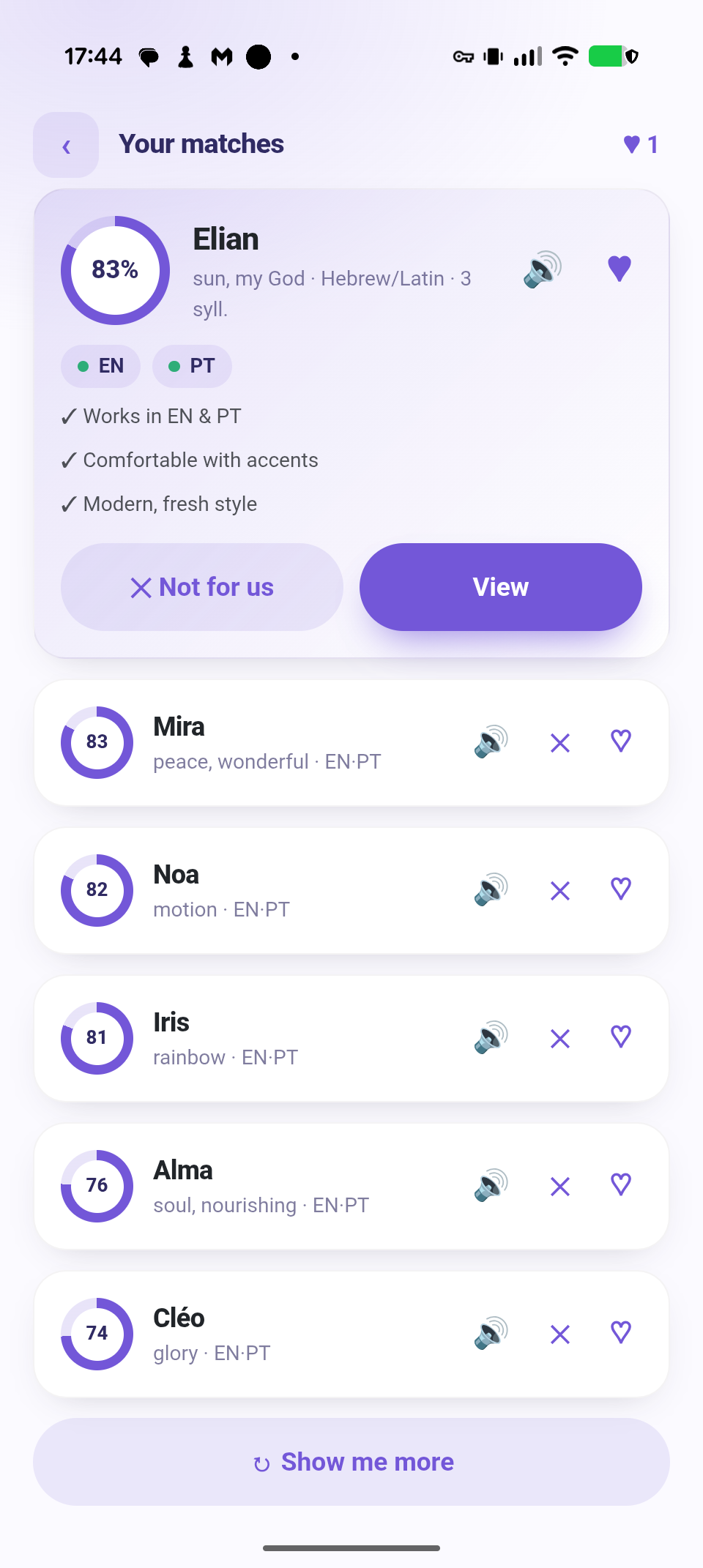 Simply Named shortlist